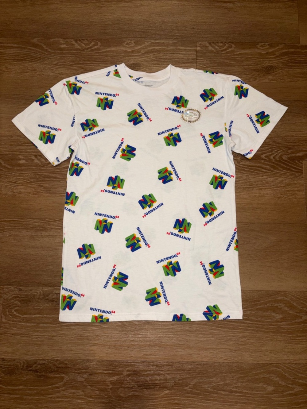 Nintendo 64 Shirt T-Shirt Mens Small White Print Logo Crew Neck Pullover New